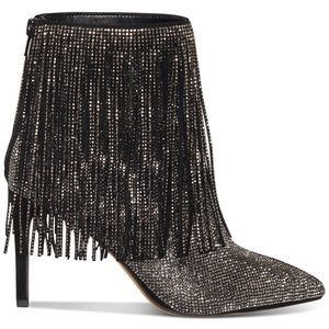 Andiamo Fringe Bling Booties, size 9